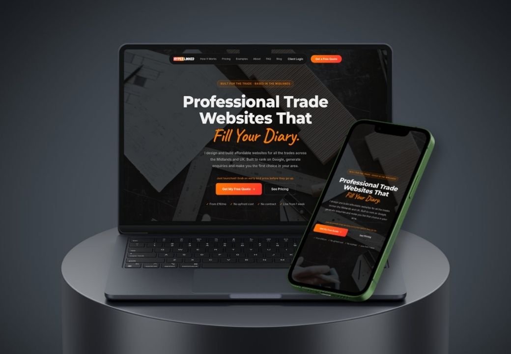 Trade website shown on mobile and laptop