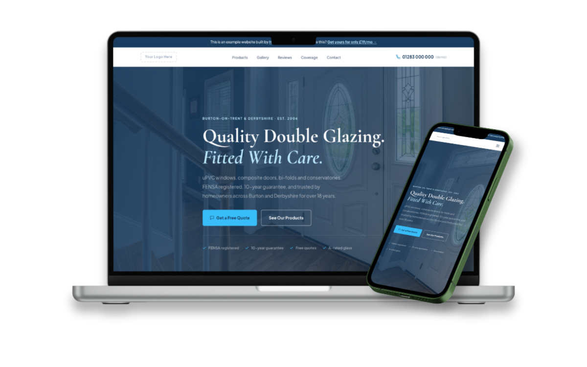 Hyper Glazing - Example double glazing website by Hyperlinked